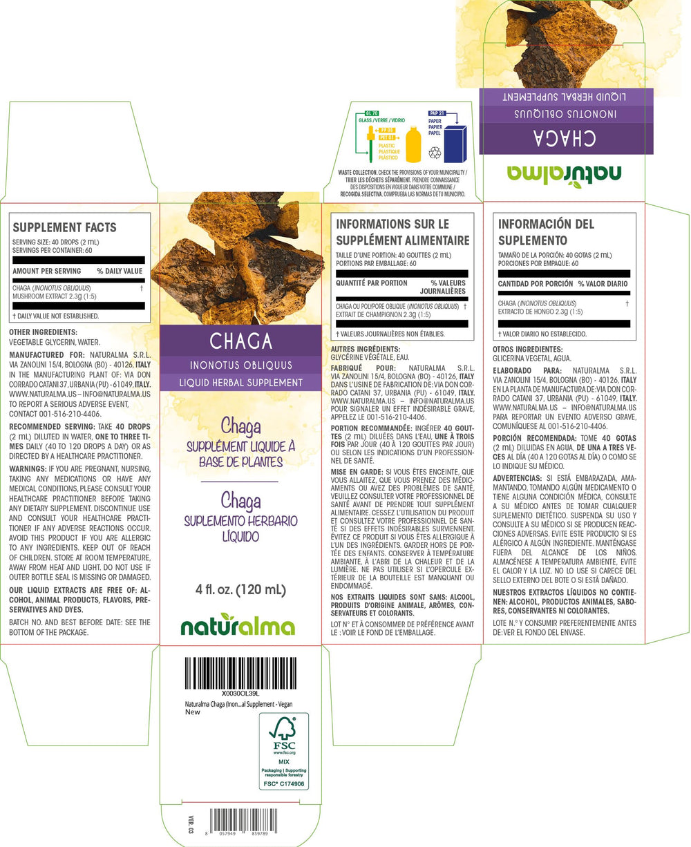 Naturalma Chaga tincture bottle - side view