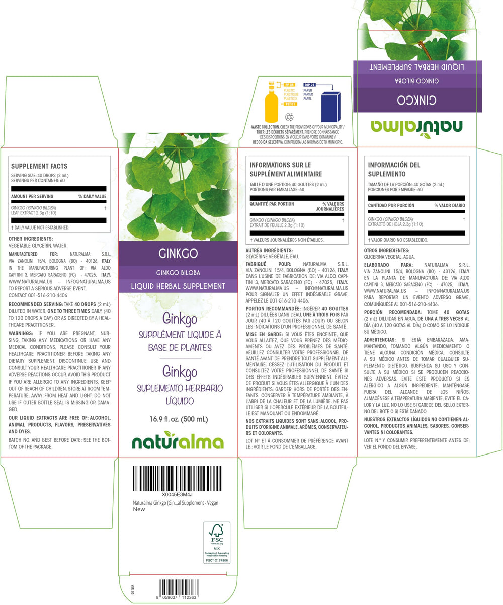 40 drops (2 ml) serving of Ginkgo extract 1:10