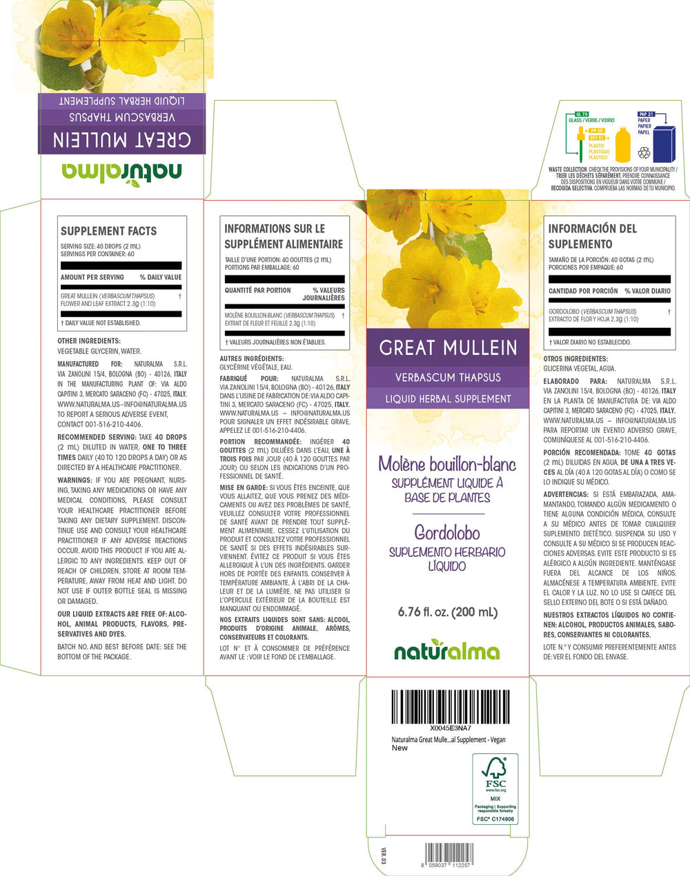 Close up of tincture bottle label showing 1:10 extract