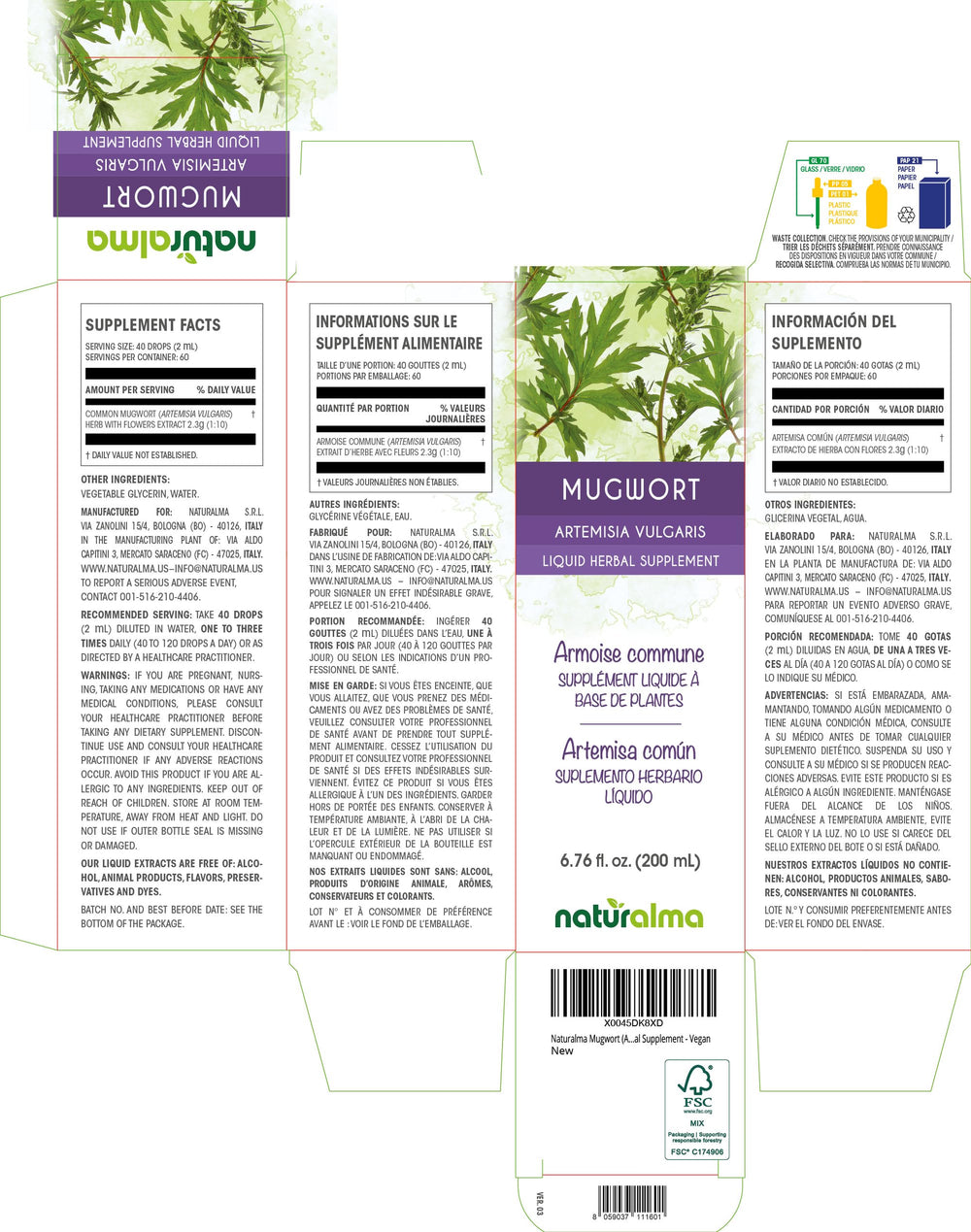 Dropper bottle of Mugwort tincture 1:10