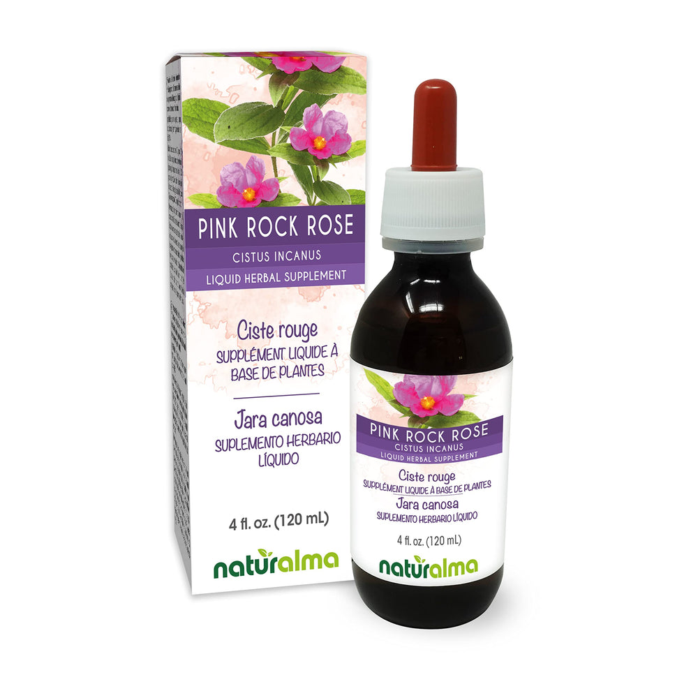 Naturalma Pink Rock Rose tincture bottle with dropper