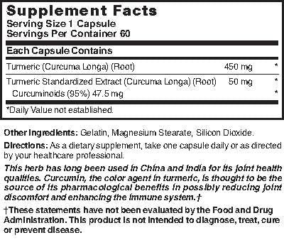 Close-up of Nature's Blend Turmeric 500 mg 60 Capsules capsules