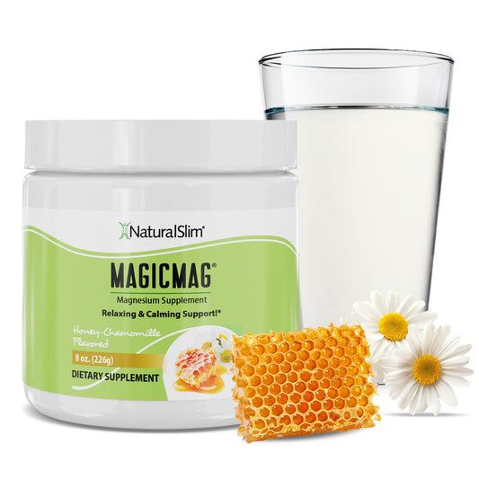 Front view of NaturalSlim MagicMag magnesium citrate powder (8oz container)