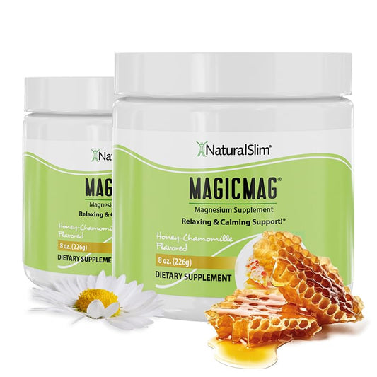 NaturalSlim MagicMag Honey Chamomile 8oz 2-pack bottle and packaging