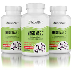 NaturalSlim MagicMag C bottle and capsules for relaxed muscles.