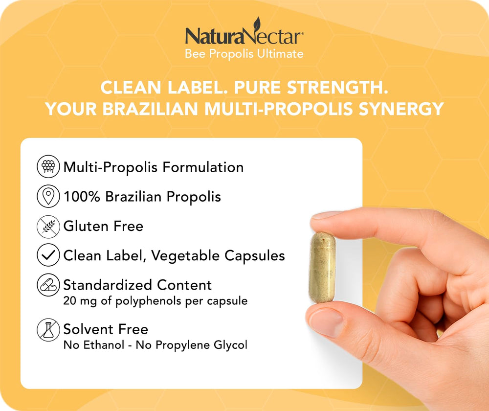 NaturaNectar green extraction process highlights solvent-free purity of propolis.