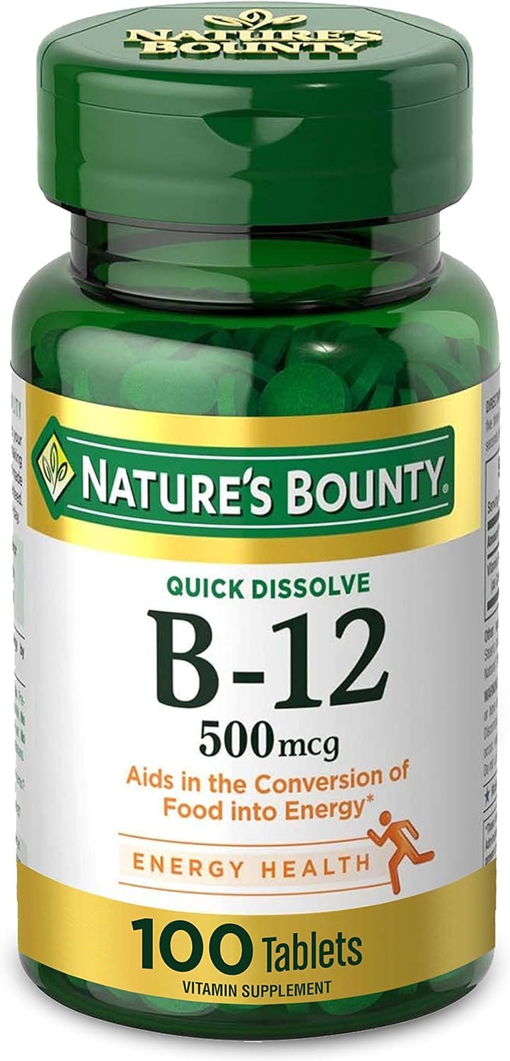 Nature's Bounty B-12 500 mcg Sublingual Microlozenges bottle
