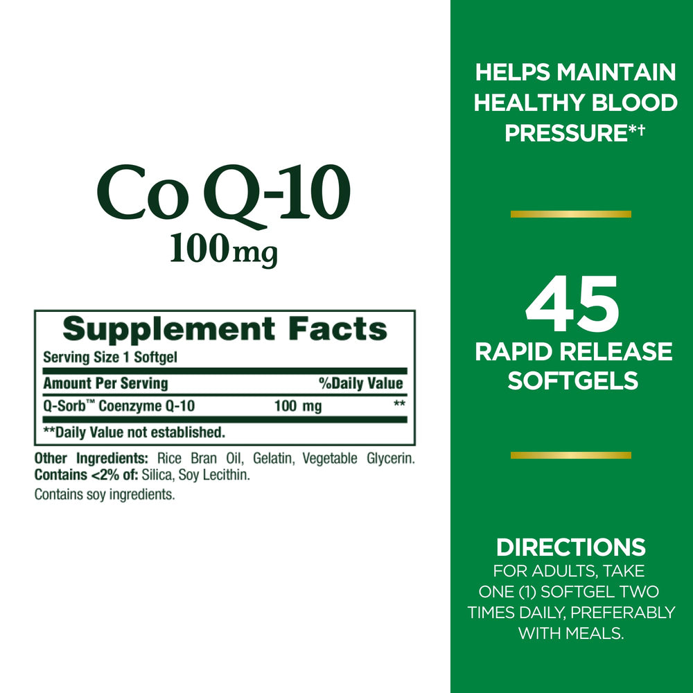 CoQ10 Q-Sorb 100mg softgels bottle front view