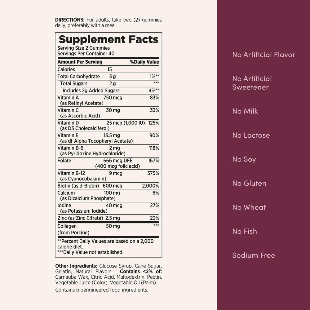 Collagen 50 mg per serving highlighted on packaging