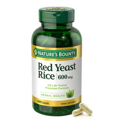 Nature's Bounty Red Yeast Rice bottle, 600 mg, 250 capsules