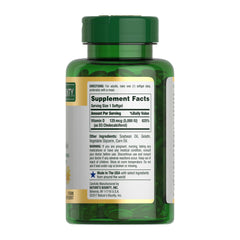 Nature's Bounty Vitamin D3 5000 IU supplement packaging on white background