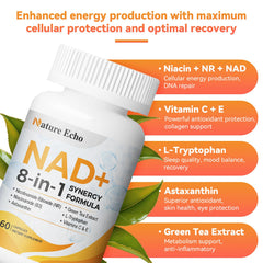 Ingredients view showing Niacinamide (B3), Nicotinamide Riboside, astaxanthin and green tea extract