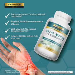 Graphic highlighting Aquamin calcium, magnesium, vitamin D3 and vitamin K2