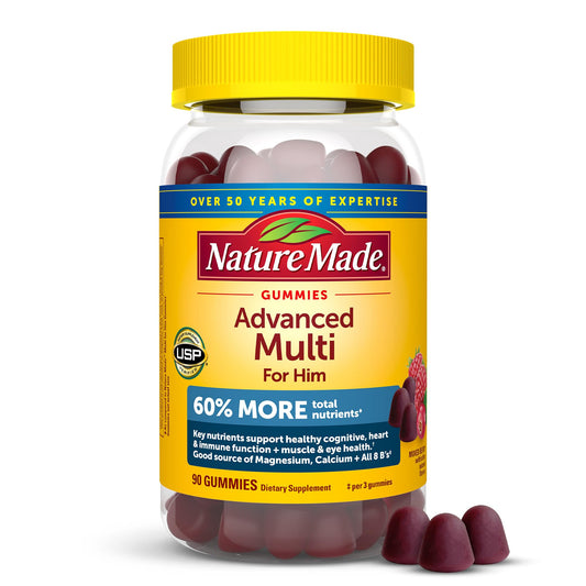 Bottle of Nature Made Advanced Multivitamin Gummies for Him – 90-count