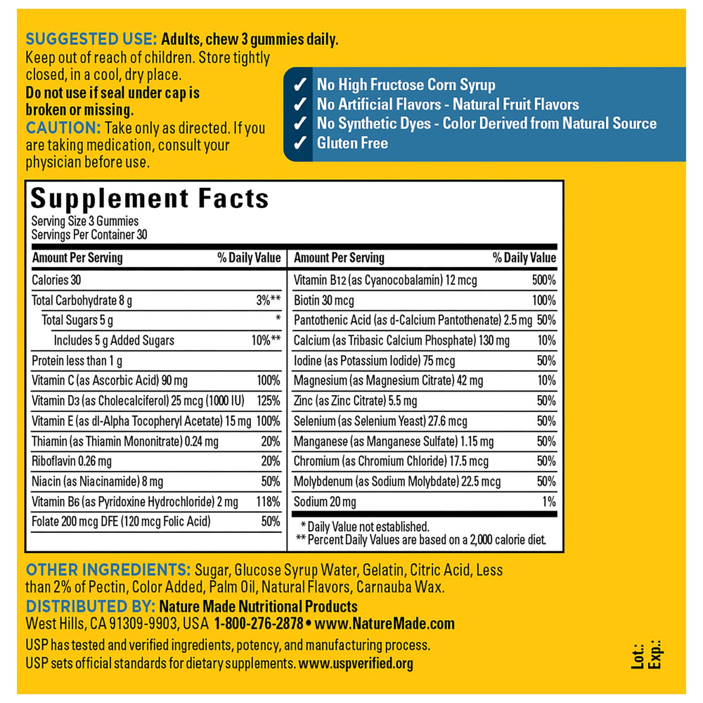 Calcium source in Nature Made Advanced Multivitamin Gummies for Him