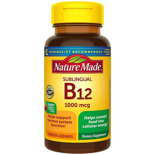 Nature Made B-12 1000 mcg Cherry Flavor micro-lozenges bottle packaging