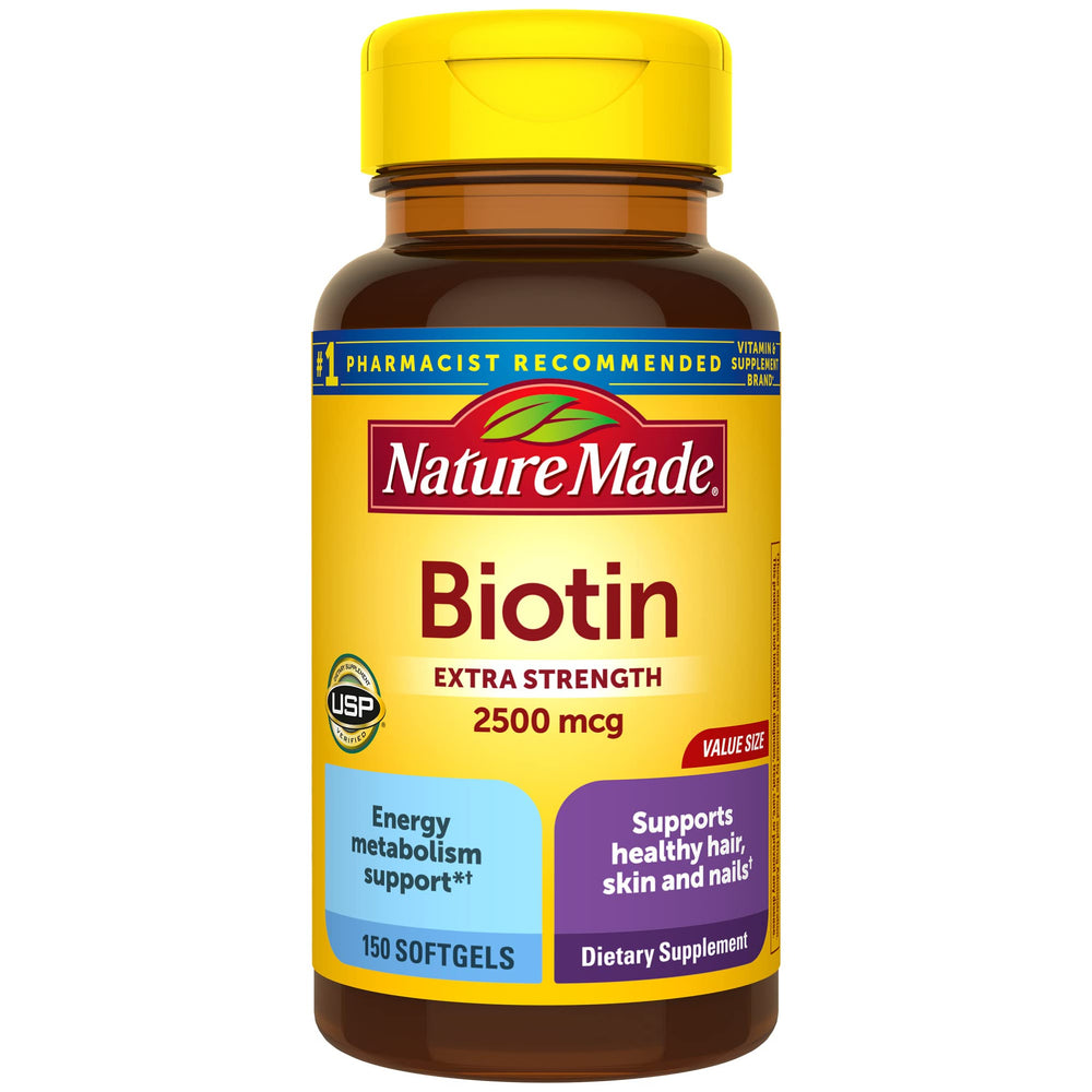 Nature Made Biotin 2500 mcg Softgels bottle – front view