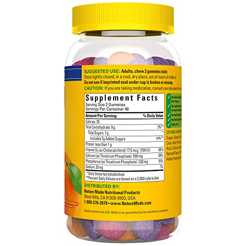 80-count Nature Made Calcium Gummies back label