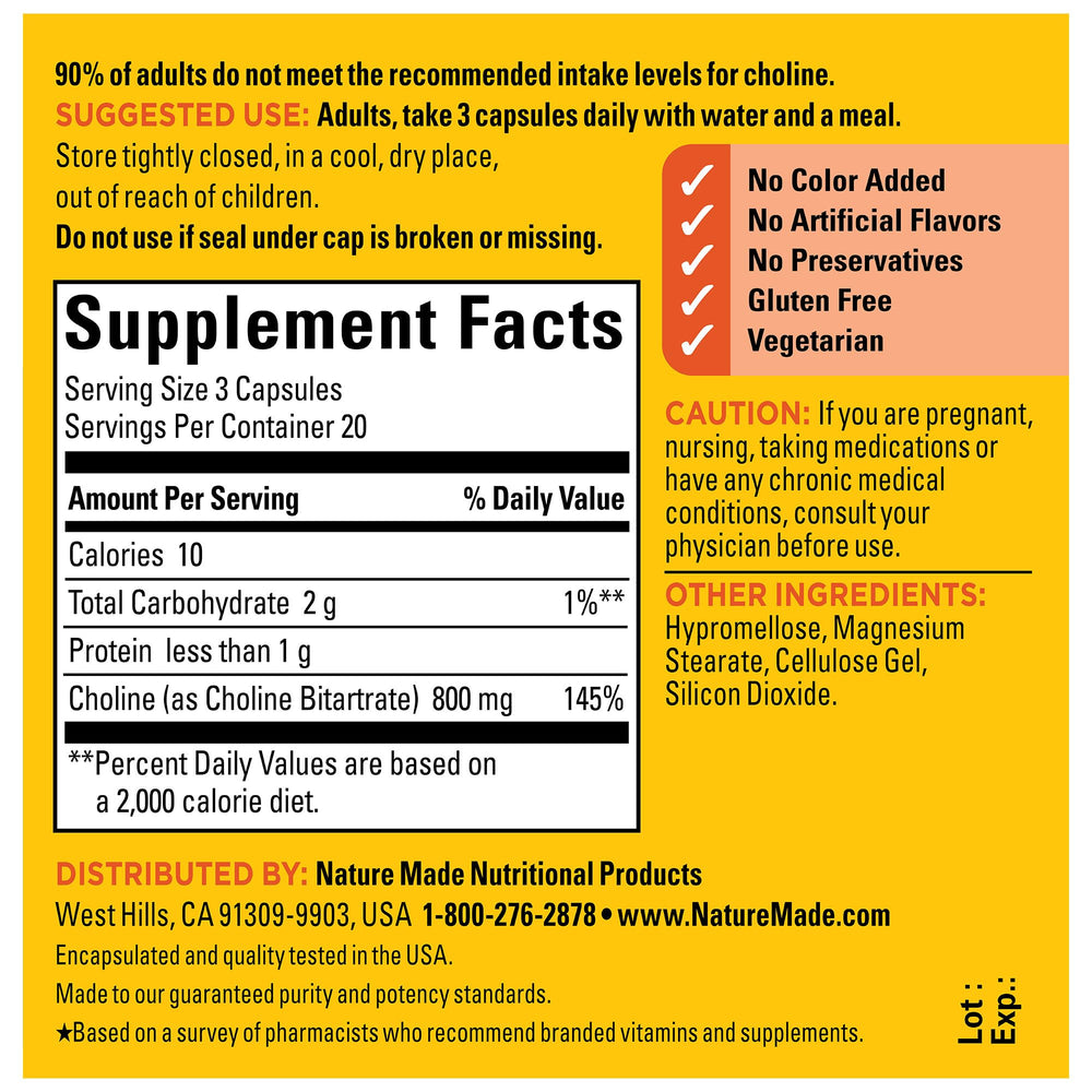Choline supplement supporting liver health