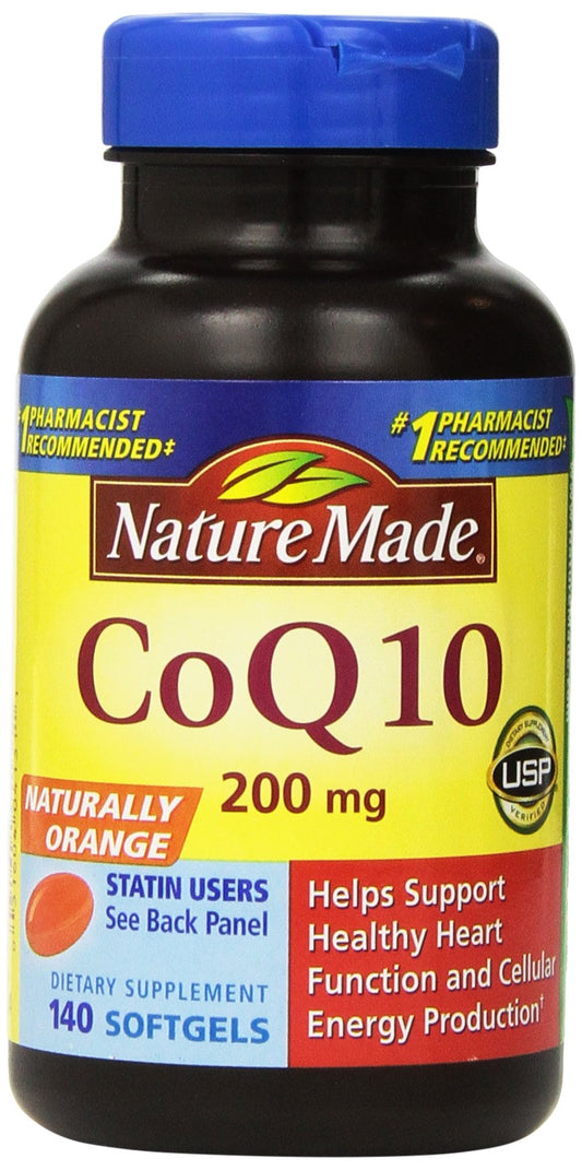Nature Made CoQ10 200 mg bottle and two-bottle package
