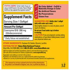 Close-up of Nature Made CoQ10 200 mg softgels