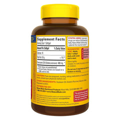 Nature Made CoQ10 softgels close-up on label highlighting use cases