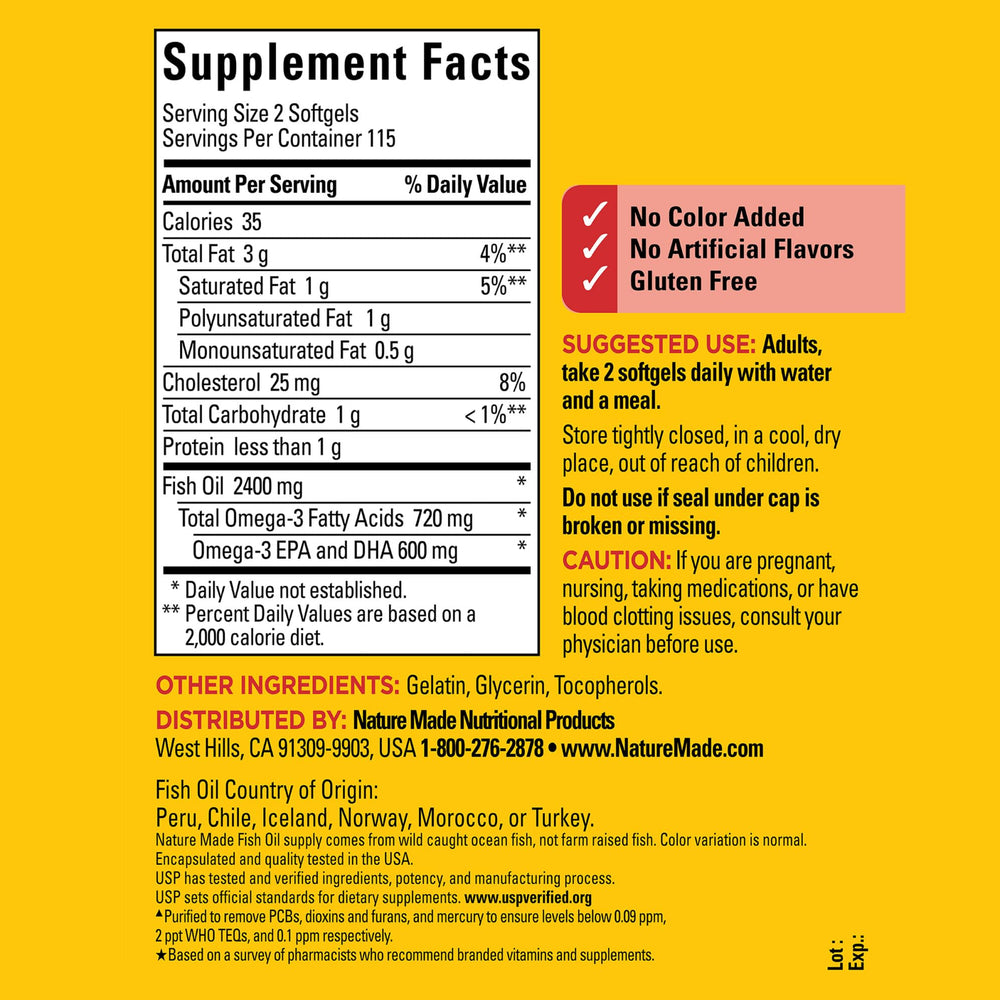 Omega-3 content per softgel: 360 mg