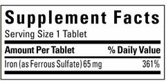 Nature Made Iron 65 mg 365 tablets bottle with packaging