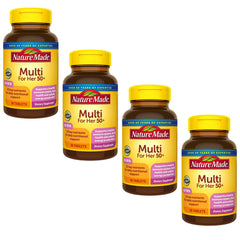 Nature Made Multi for Her 50+ bottle and packaging — front view