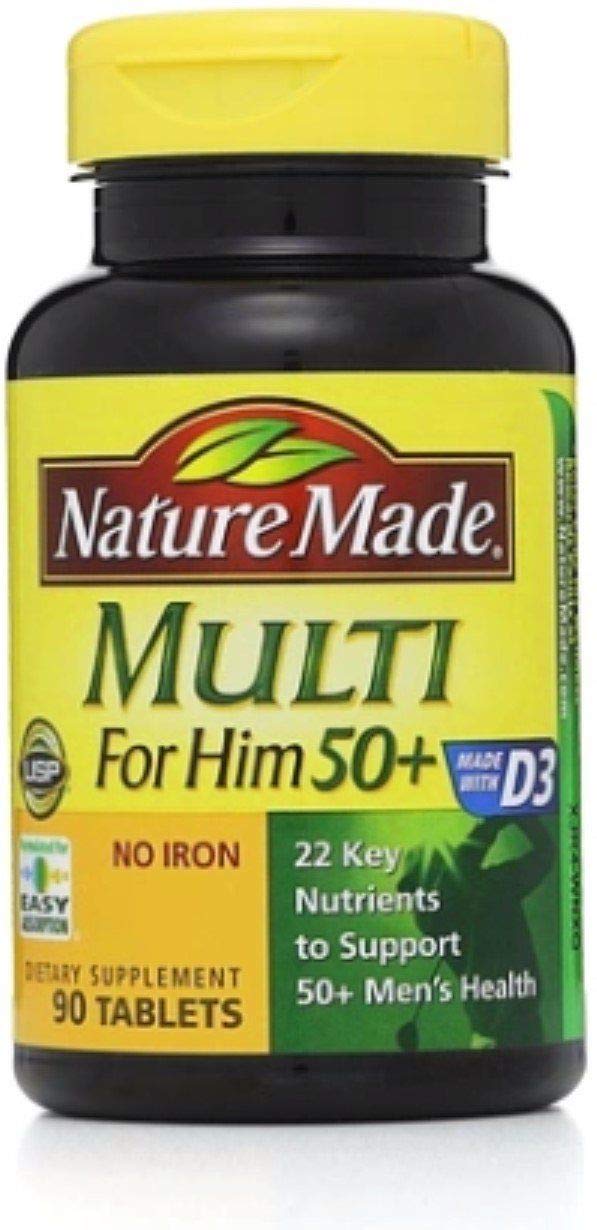 Nature Made Multi for Him 50+ No Iron – 90-count bottle