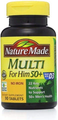 Nature Made Multi for Him 50+ No Iron – 90-count bottle