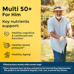 Nature Made Multi for Him 50+ nutrition facts panel for informed choices.