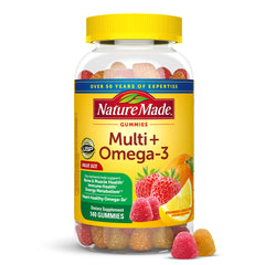 Front view of Nature Made Multivitamin + Omega-3 Gummies canister
