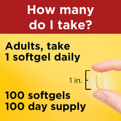 100-count bottle of Nature Made Omega-3 softgels