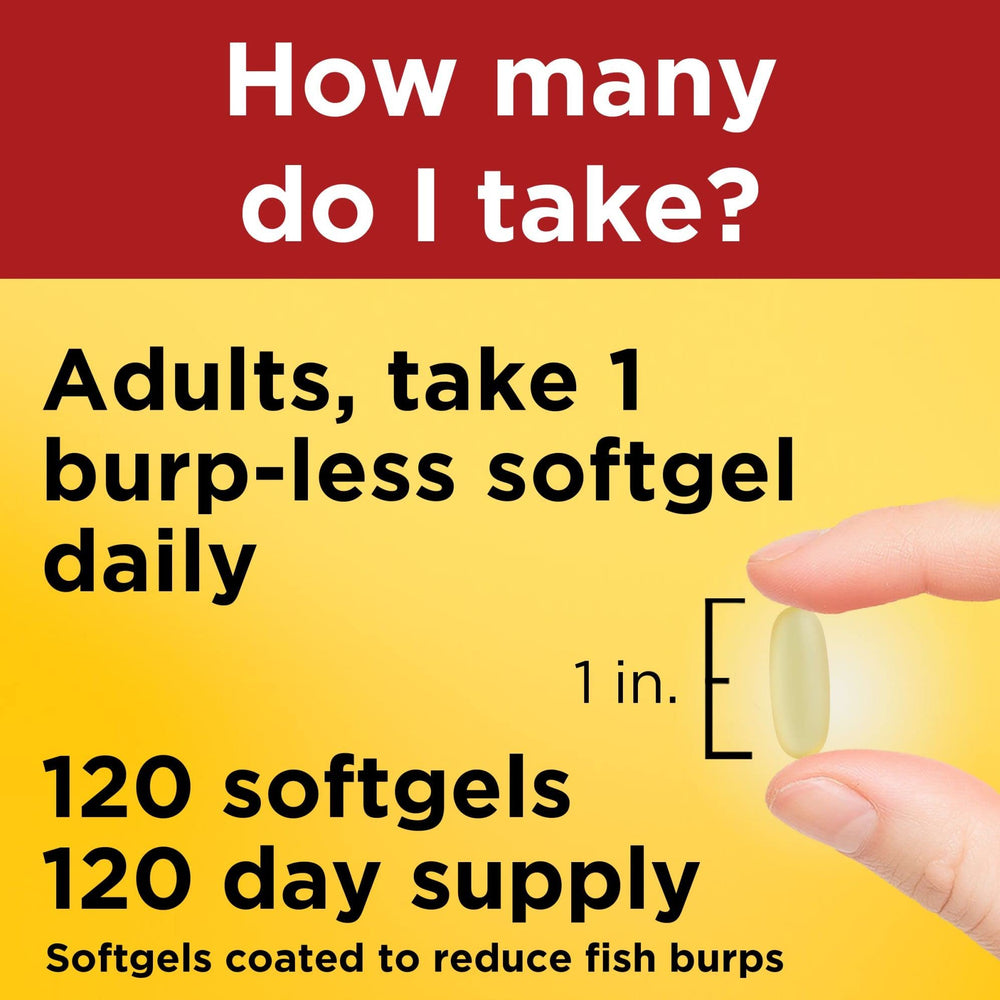 One softgel per day serving for omega-3 supplementation