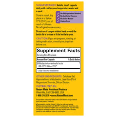 Label indicating 30-day supply of Nature Made probiotics