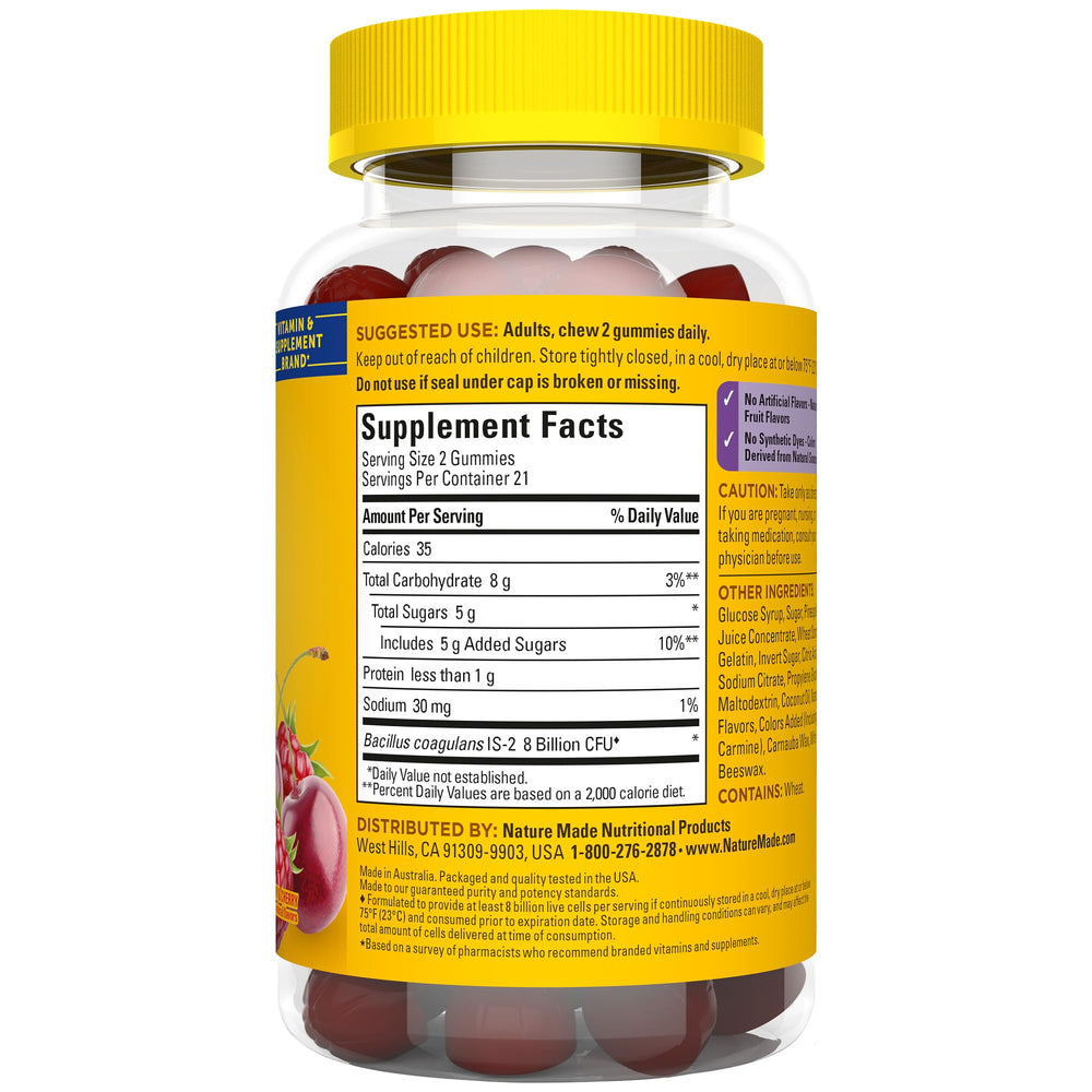 Gummies made with high-quality ingredients; no artificial flavors or dyes