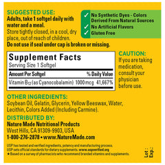 Close up of Nature Made Vitamin B12 1000 mcg softgels