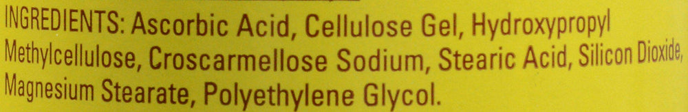 Close-up of Nature Made Vitamin C 1000 mg label