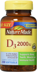 Nature Made Vitamin D3 2000 IU Liquid Softgels – two 250-count bottles
