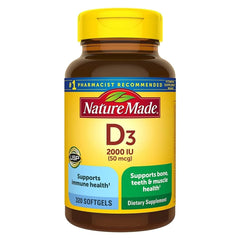 Front view of Nature Made Vitamin D3 2000 IU bottle