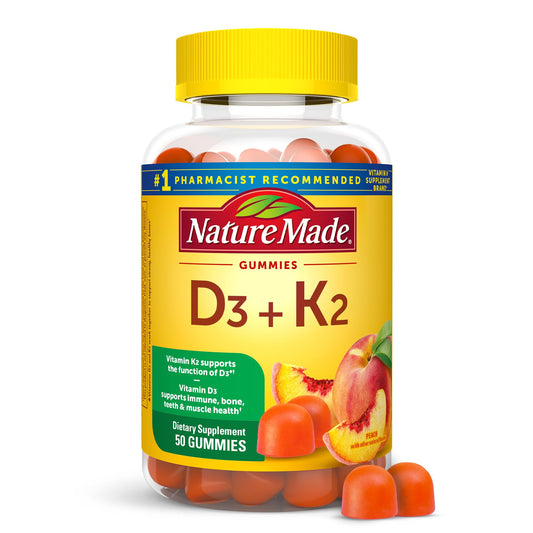 Nature Made Vitamin D3 + K2 Gummies bottle, 50-count