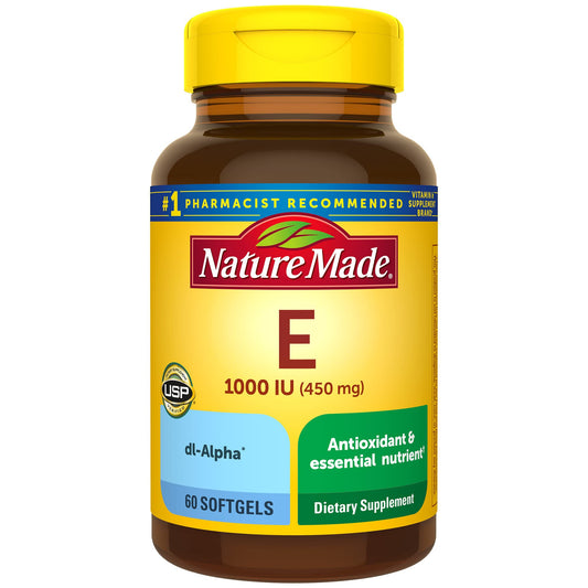 Nature Made Vitamin E 450 mg (1000 IU) dl-Alpha Softgels bottle front view