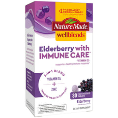 Bottle of Nature Made Wellblends Elderberry with ImmuneCare tablets