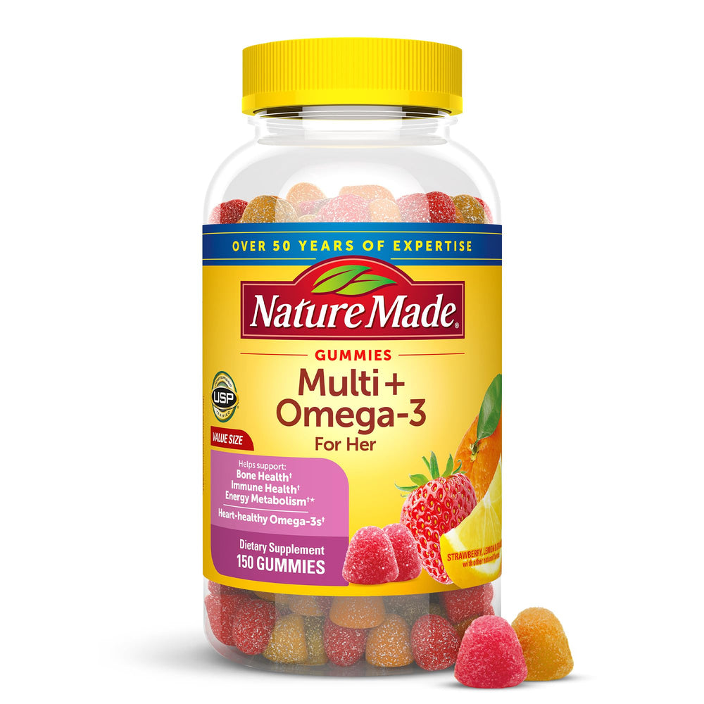 Front view of Nature Made Women's Multivitamin with Omega-3 Gummies bottle - 150 count