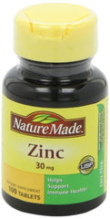 Nutrition facts panel for Nature Made Zinc 30mg