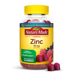 Front view of Nature Made Zinc 30 mg Gummies bottle, 60-count
