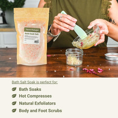 Nature Packaged bath salts create a calming spa vibe during home rituals.