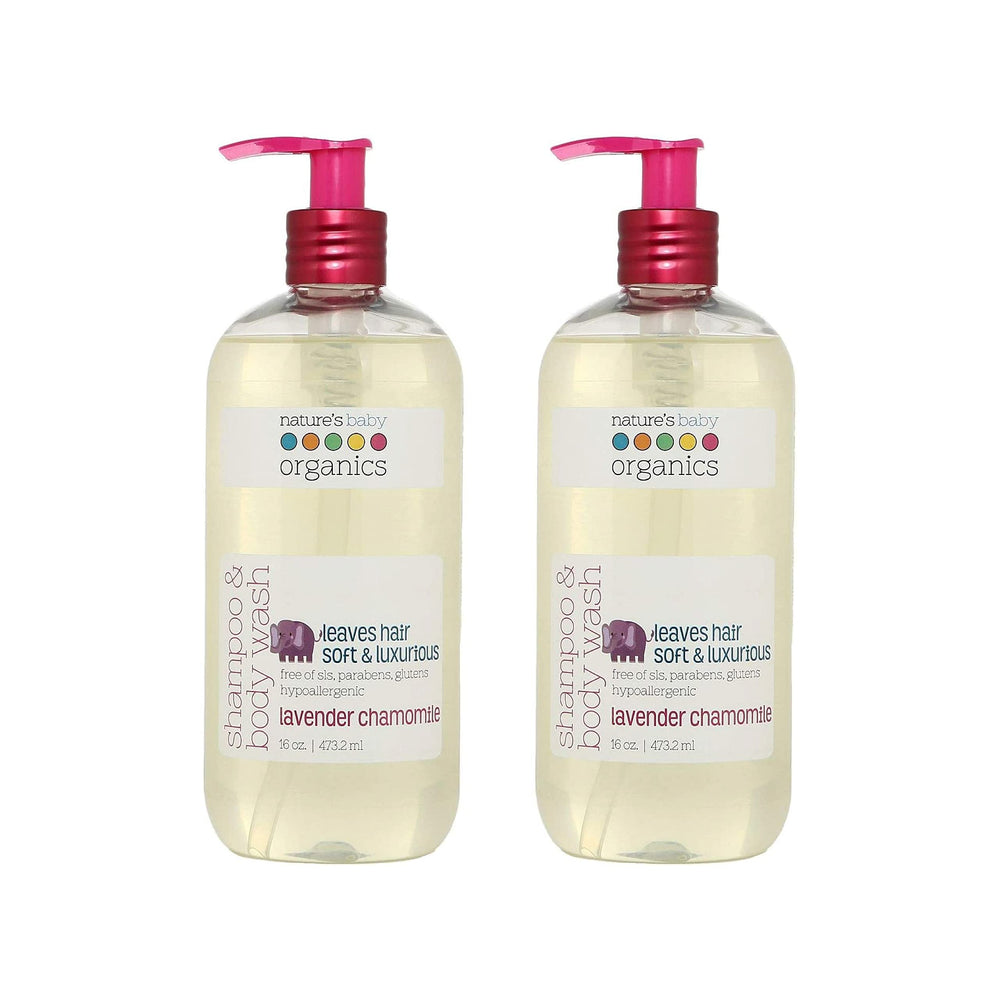 Front view of Nature's Baby Organics 3-in-1 Lavender Chamomile 16oz Pack of 2
