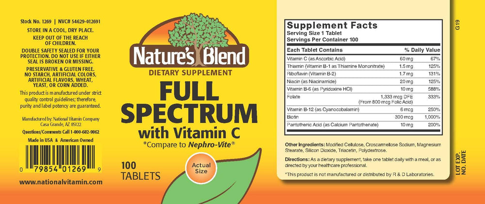 Vitamin B complex with Vitamin C supplement bottle label detail